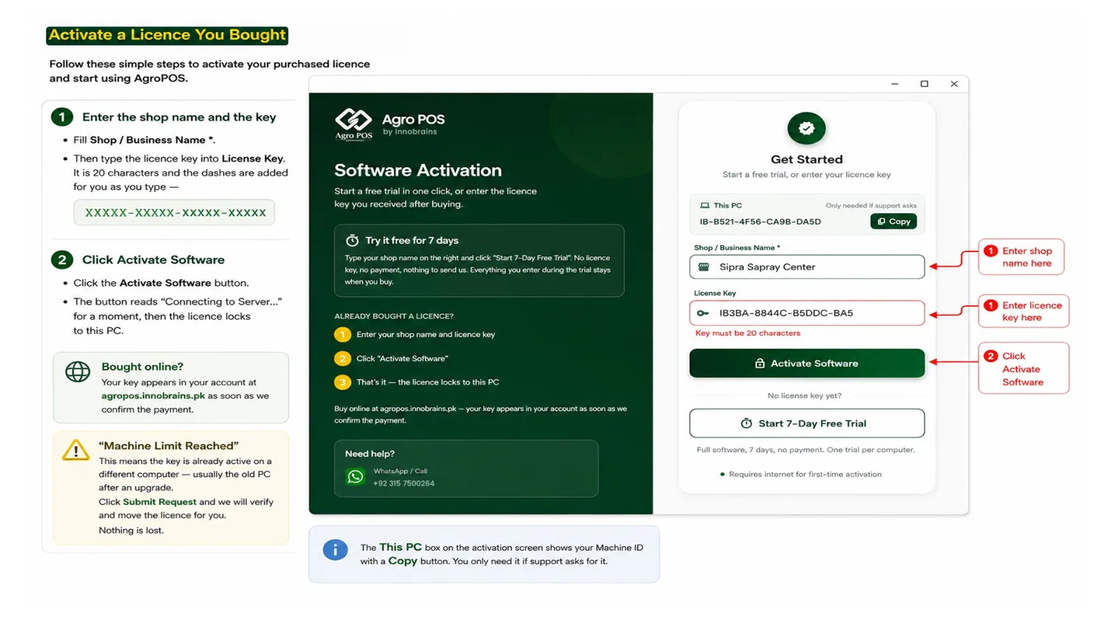 Guide 2 — Software Activation screen